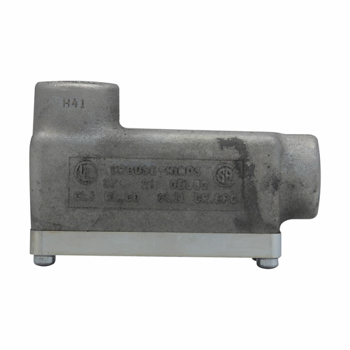 Eaton Crouse-Hinds series Condulet OE conduit outlet body with cover, Feraloy iron alloy, LB shape, 1/2"