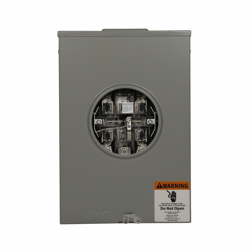 Product image for Cutler-Hammer UIE7213UCVCH meter socket, 1-pos commercial or resi service, 200A, Over/under, 5x5 inch hub cover plate, #6-350 kcmil, 7-jaw, 3-ph, #6-350 kcmil, Inhib provided on wire conns, Lever bypass