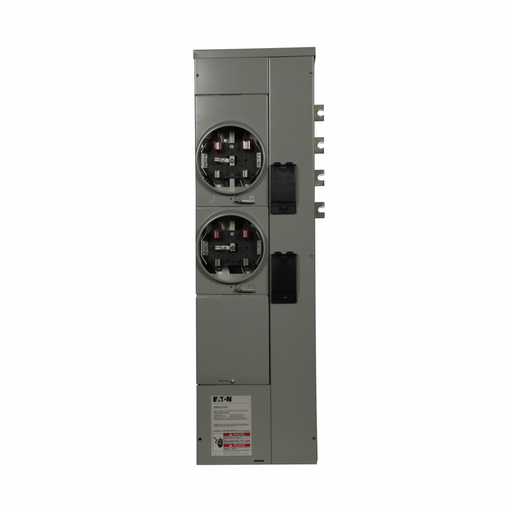Eaton's Three-Phase Residential Meter Stack Module, Group Metering Type, 125A, Aluminum Bus 800 Ampere, No bypass, Indoor/outdoor, Five-jaws, 2 Sockets, Three-phase in, single-phase out, Ringless Security, 120/208V
