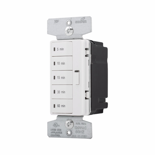 Product image for Eaton PT18M-W 5-Button Minute Timer w/ OFF, Single-Pole, 15A 120V 1800W, White