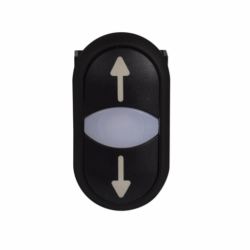 Product image for Cutler-Hammer M22S-DDL-S-X7-X7 M22 Modular Double Pushbutton Operator, 22.5 mm, Extended, Momentary, Illuminated, Bezel: Black, Button: Top/bottom: Black, Inscription: Top up arrow, Bottom down arrow/ X