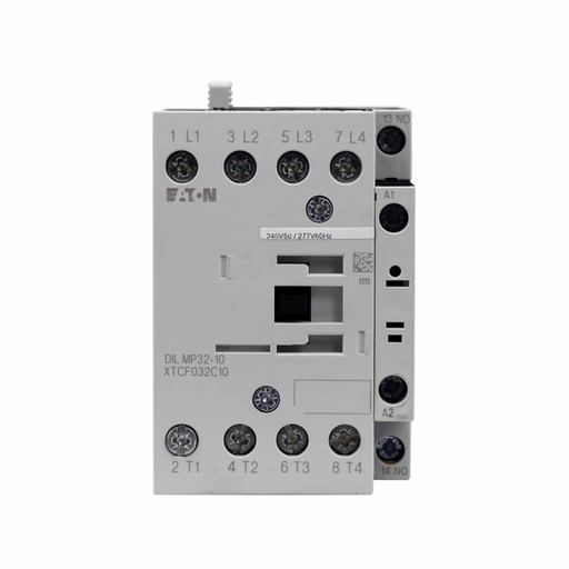 Product image for Cutler-Hammer XTCF045C10H XT IEC contactor, 45A, 240 Vac, 50 Hz, 277V 60 Hz, 1NO, 1000A, Frame C, 45 mm, 50-60 Hz, 7.5, 10, 15, 20 hp (3PH @200, 230, 460, 575 V), Four-pole, Non-reversing, , Screw termi