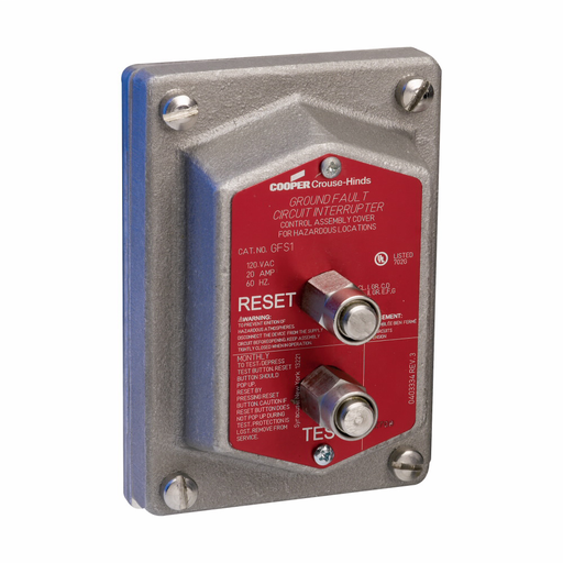 Eaton Crouse-Hinds series GFS ground fault circuit interrupter, 20A, 5 mA, Copper-free aluminum, Factory sealed, 125 Vac