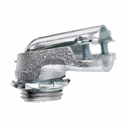 Eaton Crouse-Hinds series FMC clamp type connector, FMC, 90° angle, Non-insulated, Malleable iron, 2-1/2"