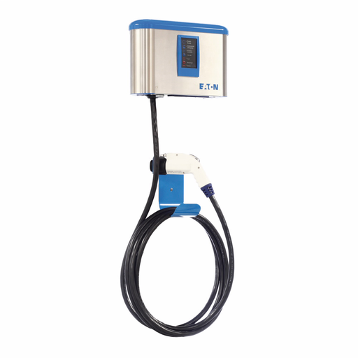 Product image for Eaton EVSEL230HNAW EVSE 30A Level 2 Electric Vehicle Charging Station, 240V (L2), Hardwired, No Lighting, Advanced Cord, Wall Mount