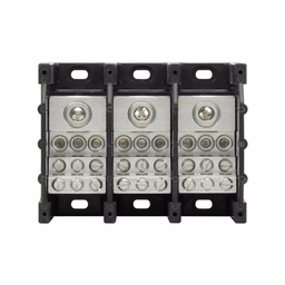 Eaton Bussmann series power distribution block, 600 Vac, 600 Vdc, 310A, Power distribution block, Three-pole, SCCR: 100 kA, Black, Molded Thermoplastic Base, Tin-plated aluminum connector - 16371-3