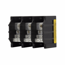 Eaton Bussmann series power distribution block, 600 Vac, 600 Vdc, 310A, Power distribution block, Three-pole, SCCR: 100 kA, Black, Molded Thermoplastic Base, Tin-plated aluminum connector - 16371-3