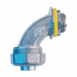 Product image for Crouse-Hinds Series LTB25090DC 2-1/2 Inch Die-Cast Zinc Insulated 90 Degrees Liquidtight Conduit Connector