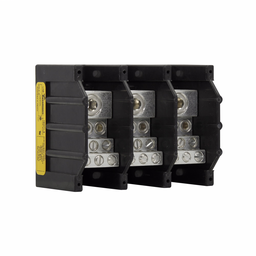 Eaton Bussmann series power distribution block, 600 Vac, 600 Vdc, 310A, Power distribution block, Three-pole, SCCR: 100 kA, Black, Molded Thermoplastic Base, Tin-plated aluminum connector - 16371-3
