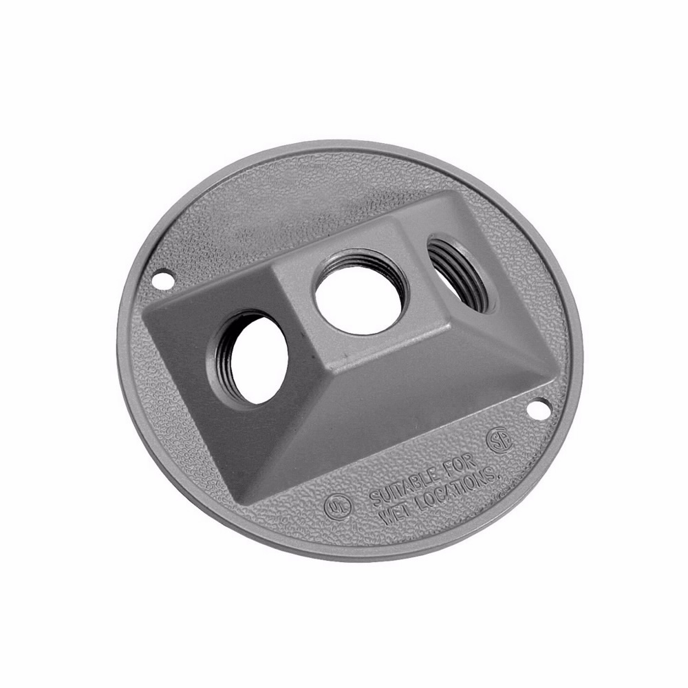 Product image for Crouse-Hinds Series TP7310 4-1/2 Inch Die-Cast Zinc Bronze Round Weatherproof Outlet Cover with Gasket