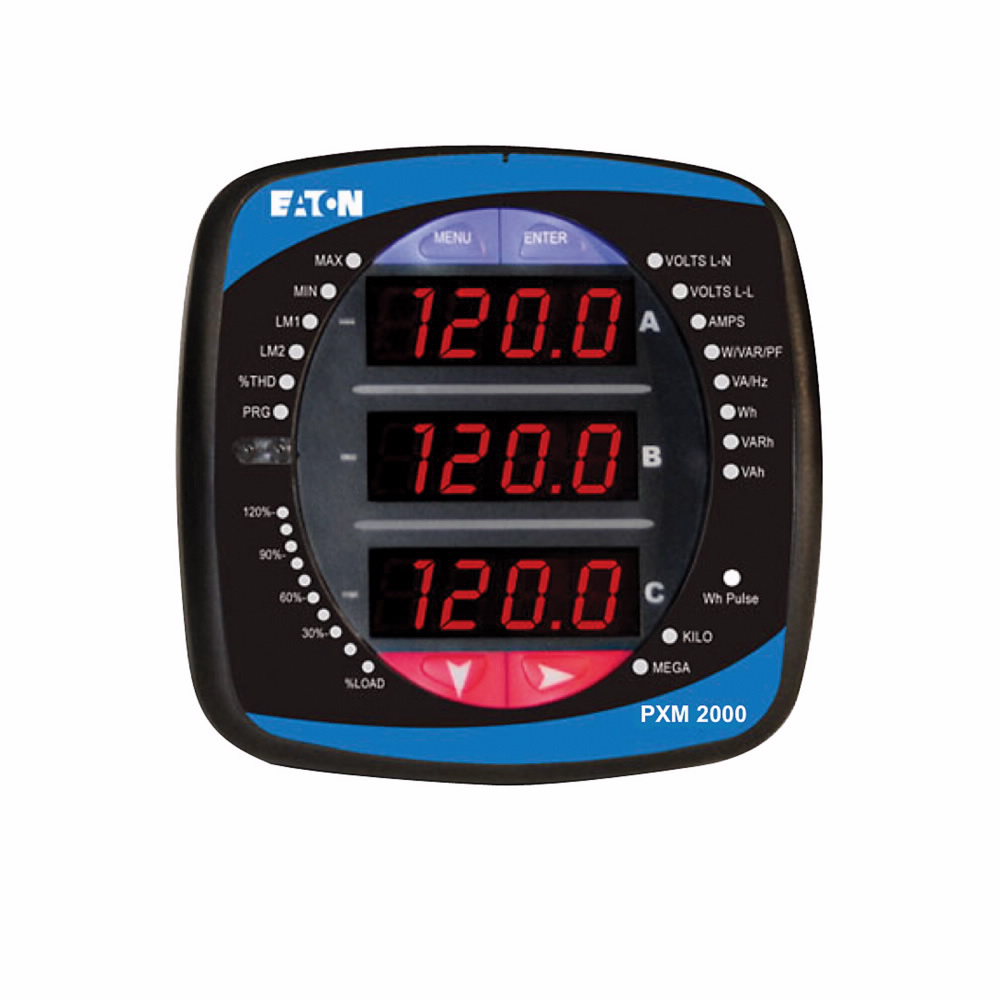 Product image for Cutler-Hammer PXM2250MA65105 Power Xpert Meter 2000, 256 MB, with integral display, 60 Hz, 5A secondary, 90-265 Vac/dc, Gateway card