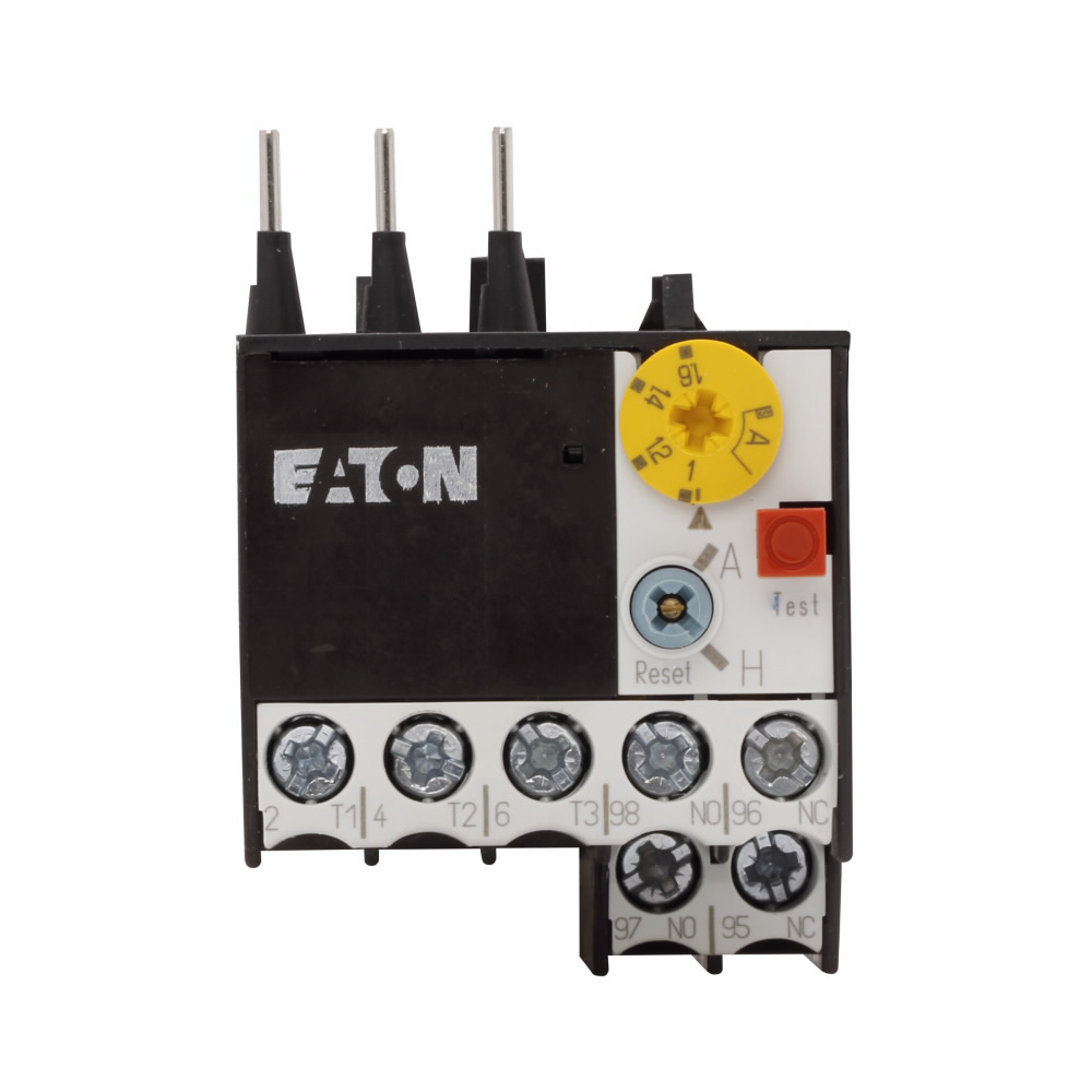 Product image for Cutler-Hammer XTOM1P6AC1 XT IEC control relay, XT IEC Miniature Overload Relay, 1-1.6A overload range, 45 mm - mini Frame size, 1NO-1NC contact configuration, Direct to contactor mounting, 10A trip type