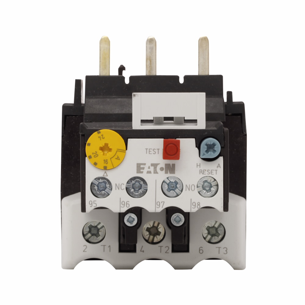 Product image for Cutler-Hammer XTOB057DC1 XT IEC bimetallic overload relay, 40-57A overload range, 55 mm Frame size, 1NO-1NC contact configuration, Direct mounting, used with 50-72A contactor, 10A trip type