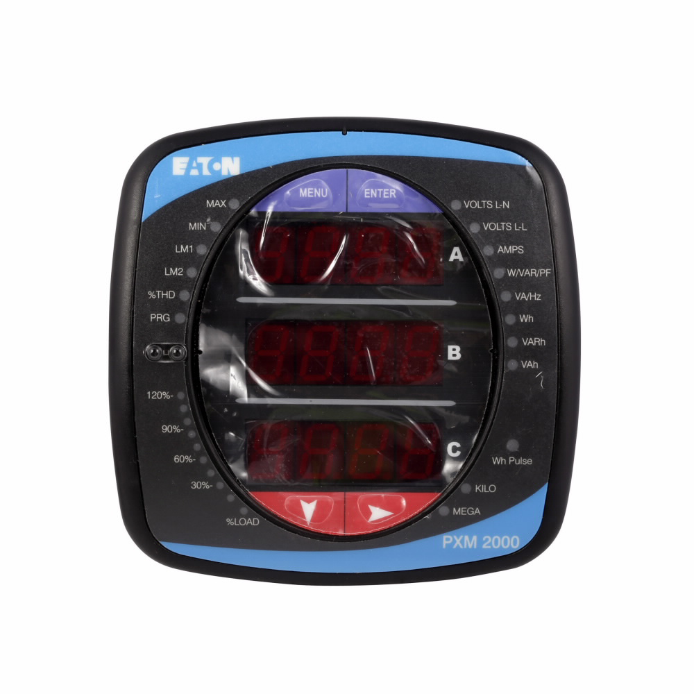 Product image for Cutler-Hammer PXM2260MA65115 Power Xpert Meter 2000, 512 MB, with integral display, 60 Hz, 5A secondary, 90-265 Vac/dc, 2 relay outputs/2 status inputs, Gateway card