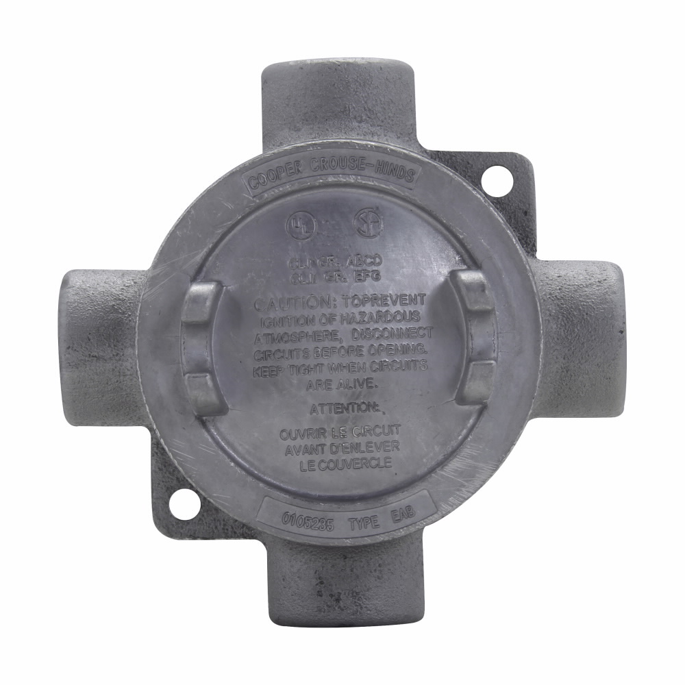 Product image for Crouse-Hinds Series EABY26 3/4 Inch Hub Iron Alloy Type Y Round Conduit Outlet Box with Cover