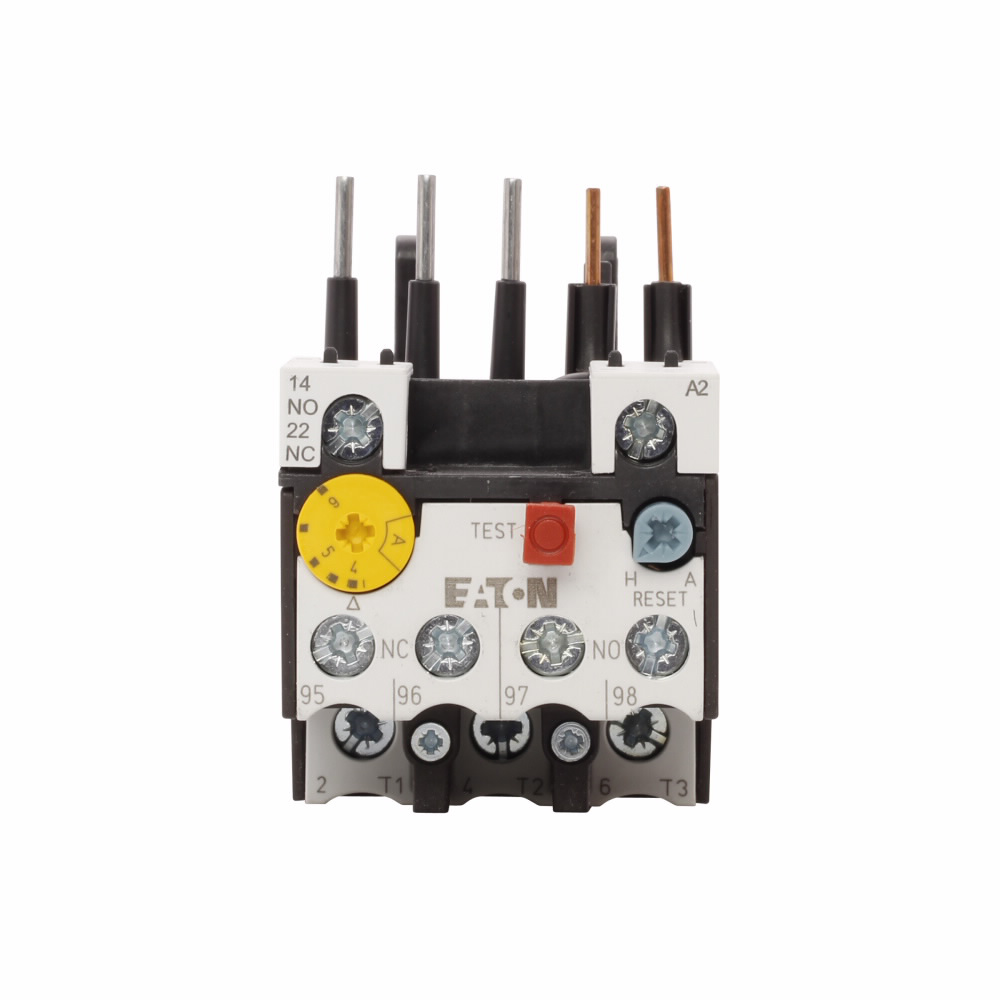 Product image for Cutler-Hammer XTOB006BC1 XT IEC bimetallic overload relay, 4-6A overload range, 45 mm Frame size, 1NO-1NC contact configuration, Direct to contactor mounting, used with 7-15A contactor, 10A trip type