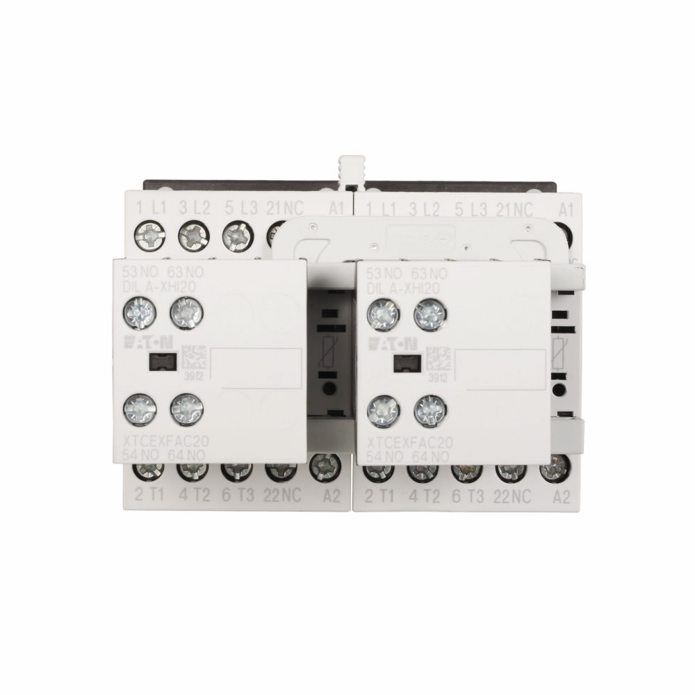 Product image for Cutler-Hammer XTCR007B21A XT IEC contactor, 7A, 110 Vac 50 Hz, 120 Vac 60 Hz, 2NO-2NO, 7A, Frame B, 45 mm, 50-60 Hz, 0.25, 1/ 1.25, 2, 3, 5 hp (1/3PH @115, 230/200, 230, 460, 575 V), Three-pole, Reversi