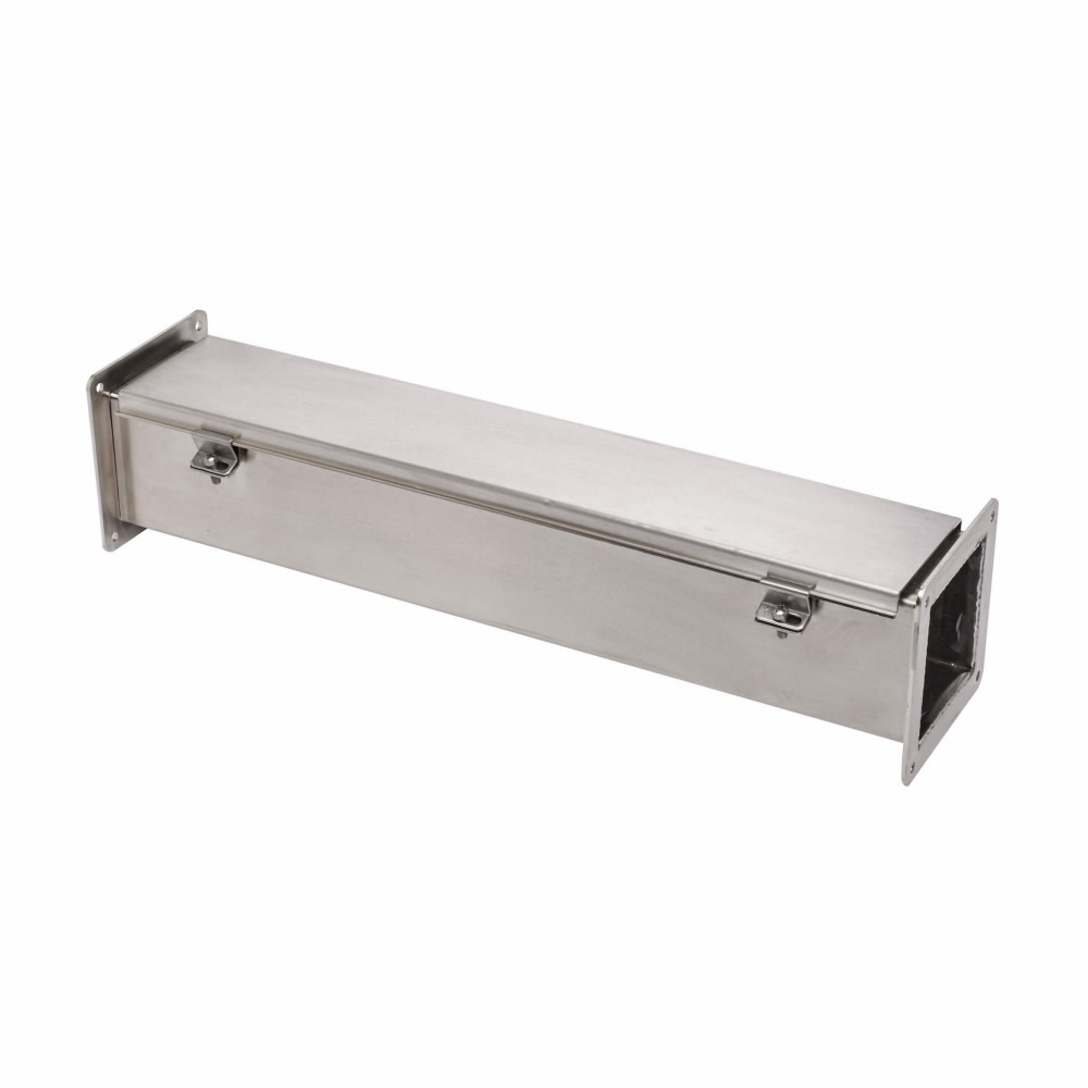 Product image for B-Line 6648-4XSFW 6" x 6" x 48" 4XSFW wireway, Wireway hanger, Hinged cover, NEMA 4X, 304 stainless steel, Seamless poured in-place, Hinged, #4 brushed finish, 16 gauge