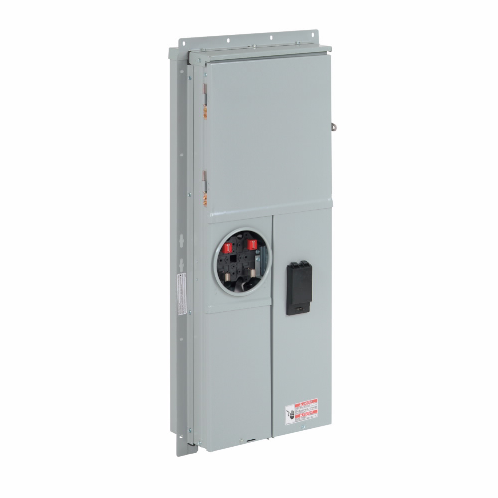 Product image for Cutler-Hammer MBED2040B200BF Meter Breaker EUSERC Type BR ,7 in deep design,BW2200 main breaker,200A,120/240V,Ring, 20 spaces, 40 circuits,10 kAIC,Semi-flush/stucco mounting, Aluminum bus, UG feed, Four