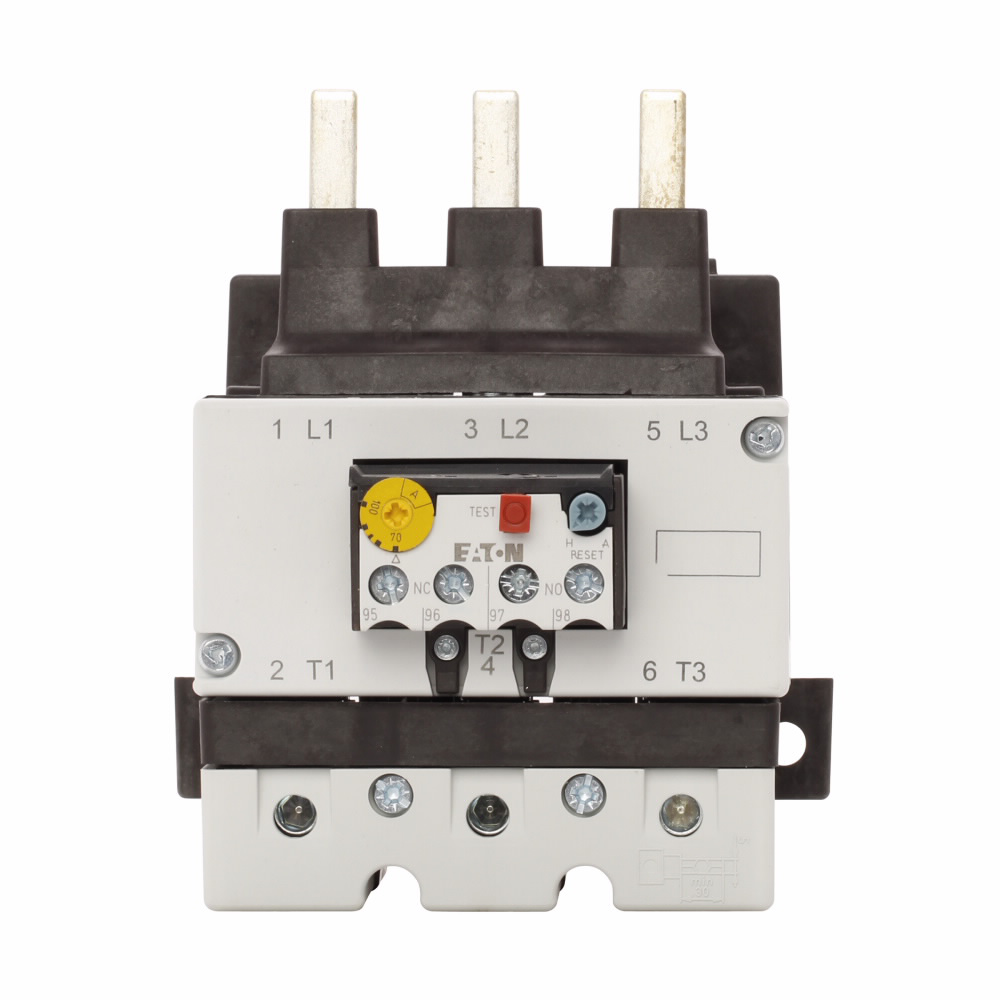 Product image for Cutler-Hammer XTOB100GC1 XT IEC bimetallic overload relay, 70-100A overload range, 90 mm Frame size, 1NO-1NC contact configuration, Direct to contactor mounting, used with 80-170A contactor, 10A trip ty