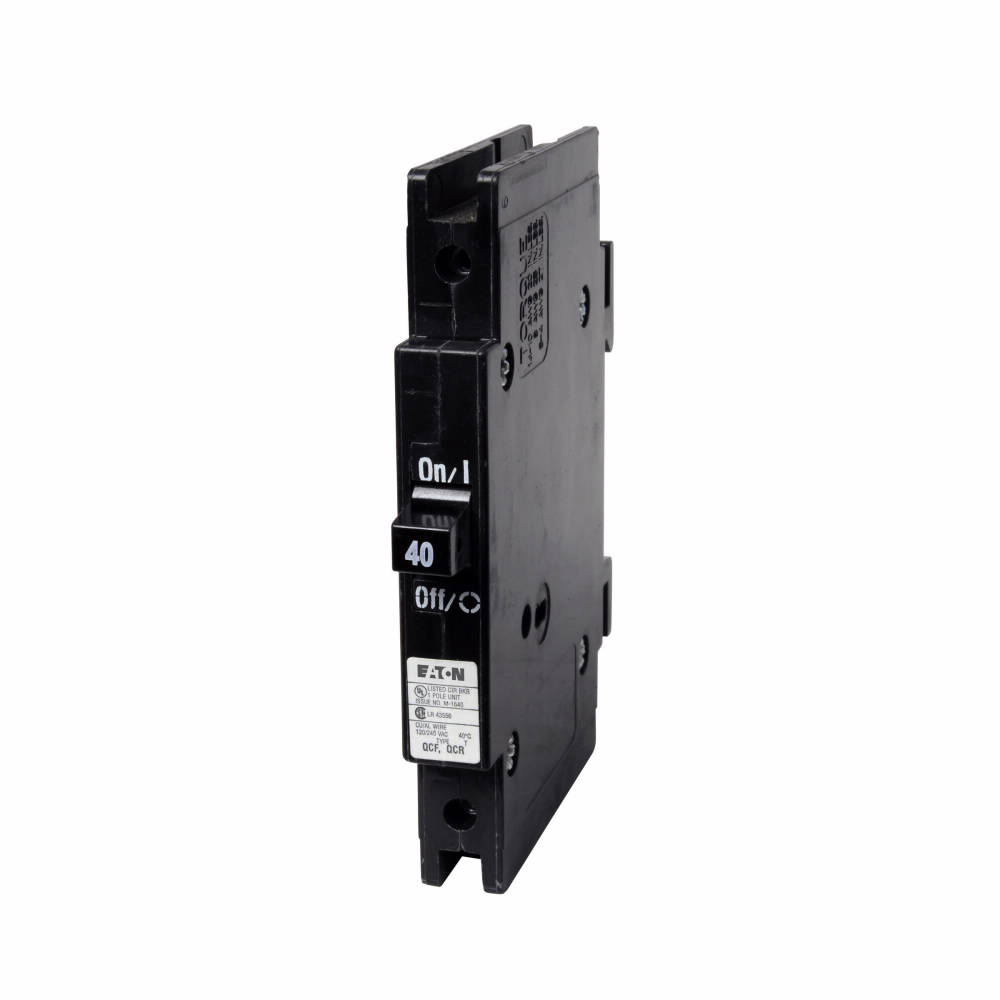 Product image for Cutler-Hammer QCF1040 Quicklag Type QCF 1/2-inch Industrial Thermal-Magnetic Circuit Breaker,Industrial circuit breaker,40 A,10 kAIC,Single-pole,120/240 V,Thermal-magnetic,Cable-in/cable-out,QCF,Non-int