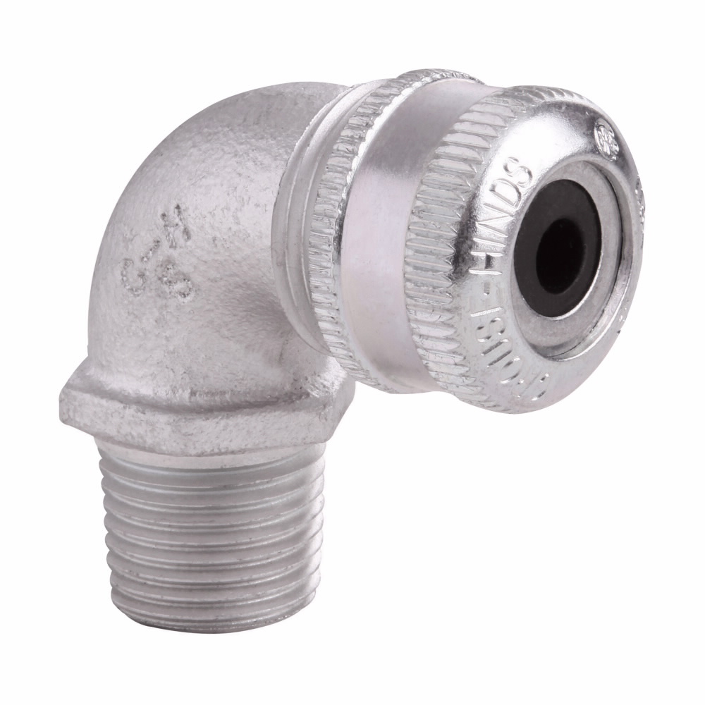 Product image for Crouse-Hinds CGE192 1/2" Male Threaded Iron Alloy 90 Degrees Non-Armored Cable Gland