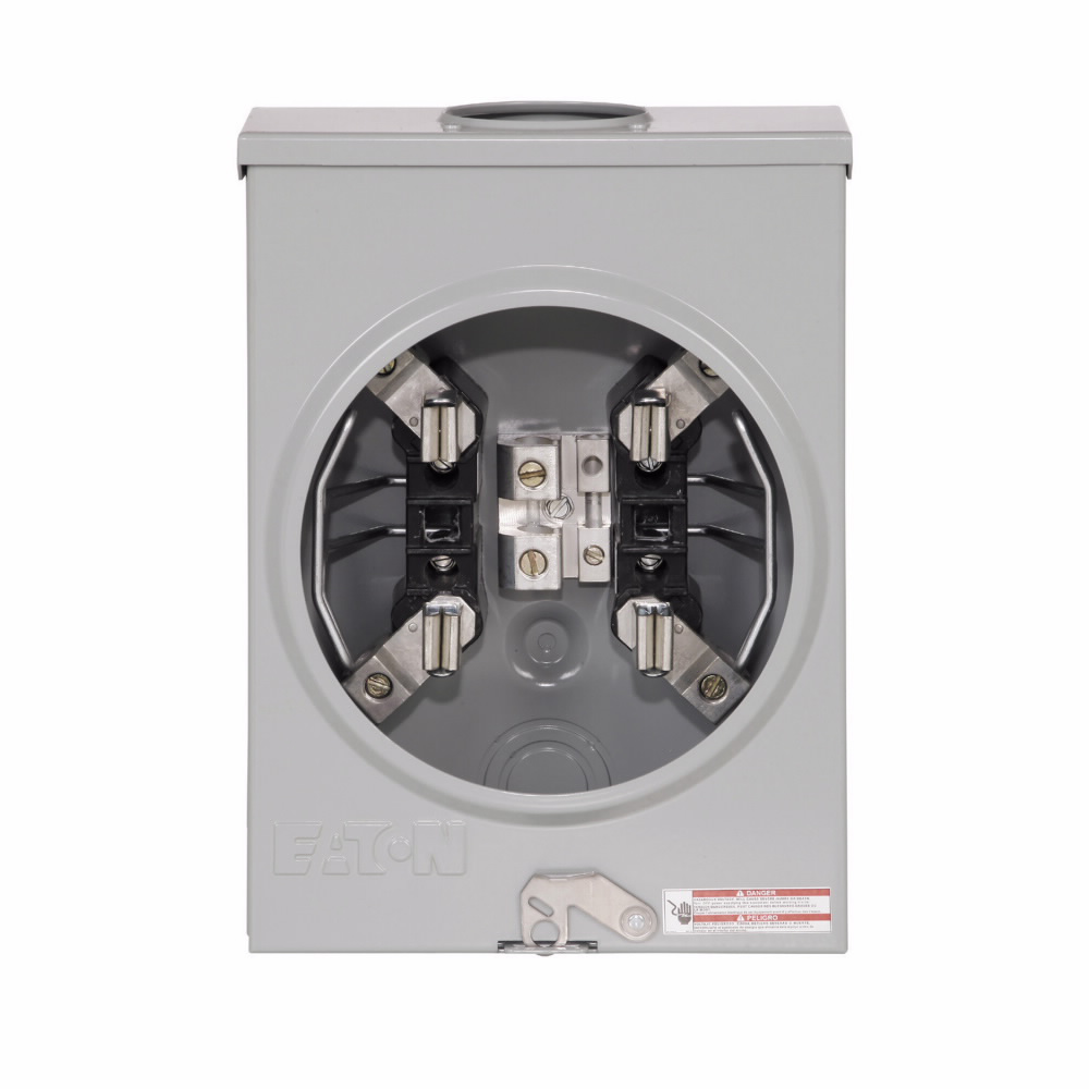 Product image for Cutler-Hammer UTRS101BE meter socket, 1-pos resi service, 125 A, Over, 3-5/16 inch hub open, #8-2/0 AWG, 4-jaw, 1-phase, #8-2/0 AWG, Gnd conn (#14-#2 Cu), Triplex, 3-wire, Ringless, 600 Vac