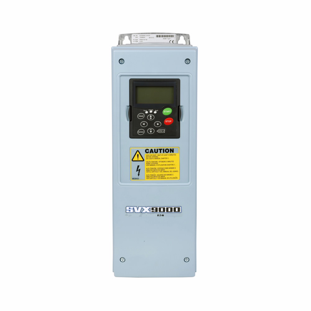 Product image for Cutler-Hammer SVX015A1-4A1B2 SVX adjustable frequency drive, 15HP, NEMA Type 1/IP21, 480V, FR5, Three-phase, EMC H, Standard Software, A/N keypad, Internal brake chopper, Varnished Boards