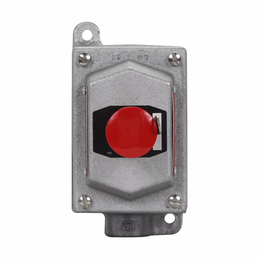 Crouse-Hinds Series EDS2184 S769 600 VAC 1-Circuit Iron Alloy Dead End Mushroom Head Push Button Control Station Product image for Crouse-Hinds Series EDS2184 S769 600 VAC 1-Circuit Iron Alloy Dead End Mushroom Head Push Button Control Station