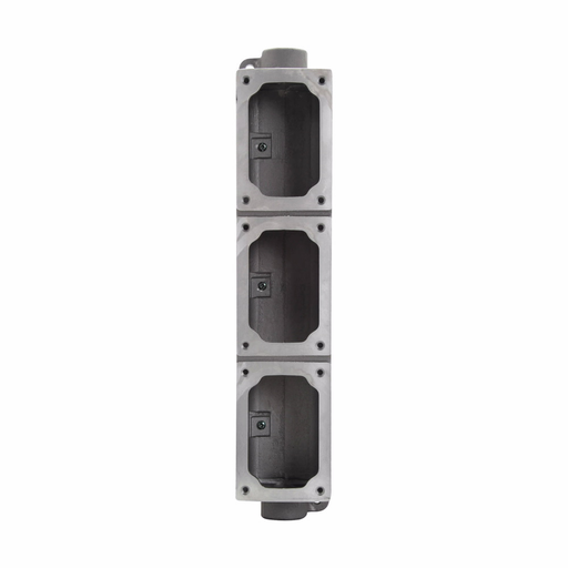 Eaton Crouse-Hinds series FlexStation EDS back box, Copper-free aluminum, Three-gang tandem, Through feed, 1"