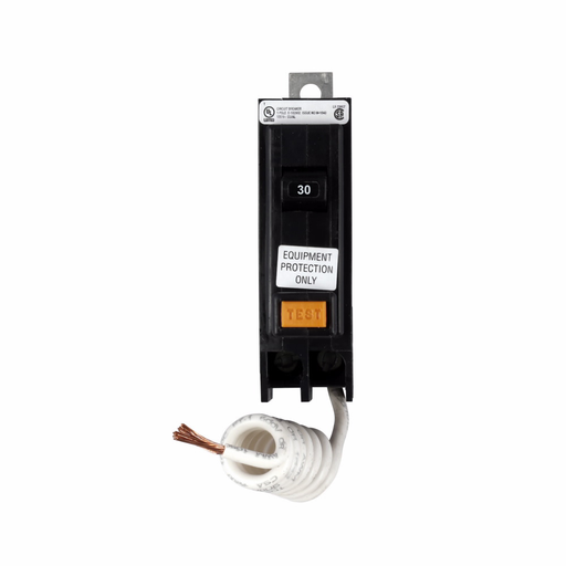 Product image for Cutler-Hammer QBHGFEP1030 QB GFCI circuit breaker,Ground fault circuit breaker,Bolt-on mounting,30A,22 kAIC,Single-pole,120V,Non-Interchangeable,30 mA Trip sensitivity,QBHGF