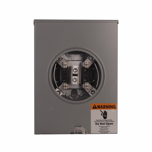 Product image for Cutler-Hammer UHIRS213BCVCH meter socket, 1-pos resi service, 200A, Over/under, 3-5/16 inch hub open, #6-350 kcmil, 4-jaw, 1-ph, #8-350 kcmil, Inhib provided on wire conns, Horn bypass, Gnd conn (#14-#2