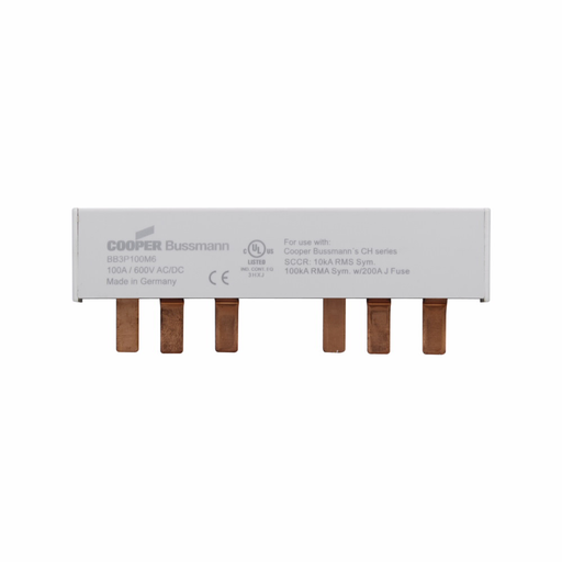 Product image for Bussmann Series BB3P100M6 100 Amp 3-Phase 6-Pin Assembled Busbar