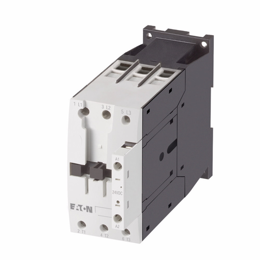 Product image for Cutler-Hammer XTCE065D00TD XT IEC contactor, 65A, 24-27 Vdc, 0NO-0NC, 65A, Frame D, 55 mm, 5, 10, 15/ 20, 25, 50, 60 hp (1/3PH @115, 200, 230/200, 230, 460, 575 V), Three-pole, Non-reversing, , Screw te