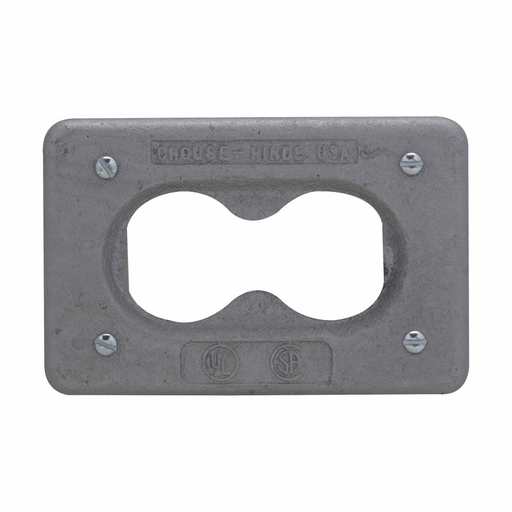 Product image for Crouse-Hinds DS23G Device Box Duplex Receptacle Cover, Iron Alloy