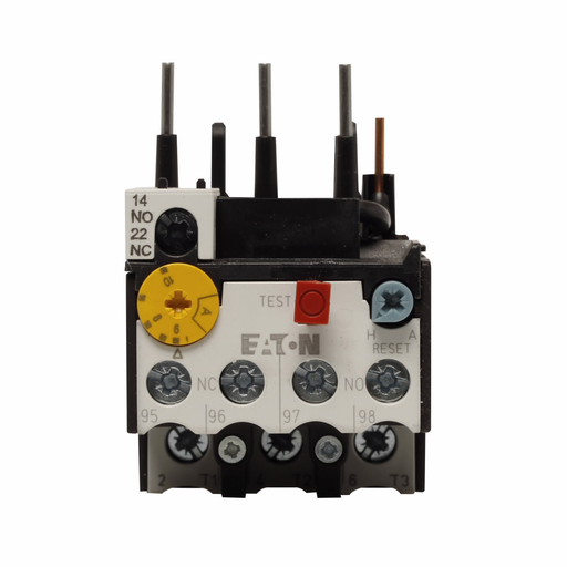 Product image for Cutler-Hammer XTOB010CC1 XT IEC bimetallic overload relay, 6-10A overload range, 45 mm Frame size, 1NO-1NC contact configuration, Direct to contactor mounting, used with 18-32A contactor, 10A trip type