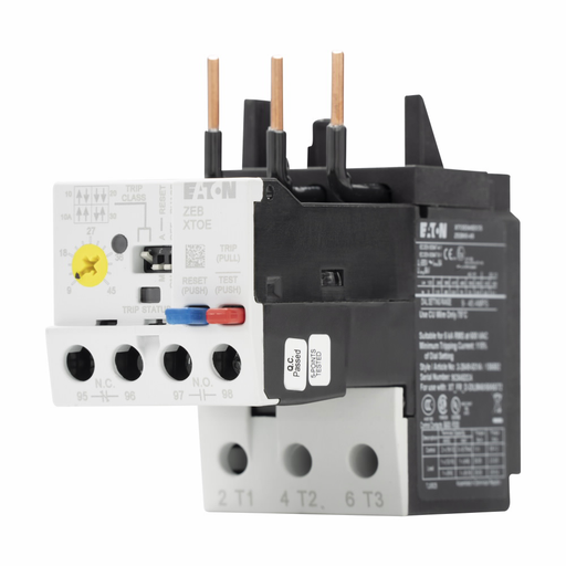 Product image for Cutler-Hammer XTOE045DCS C440 electronic overload relay, XT IEC Electronic Overload Relay, 9-45A overload range, 55 mm Frame size, NO-NC contact configuration, Direct to contactor mounting, Selectable -