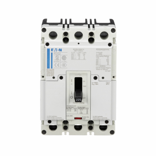 Product image for Cutler-Hammer PDG23M0100TFFJ Power Defense molded case circuit breaker, Globally Rated, Frame 2, Three Pole, 100A, 65kA/480V, T-M (Fxd-Fxd) TU, Standard Line and Load (PDG2X3T100)