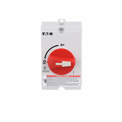 Product image for Eaton Electrical ER53030UPGR 600 VAC 30 Amp 3-Pole Grey/Red Enclosed Rotary Non-Fusible Disconnect Switch