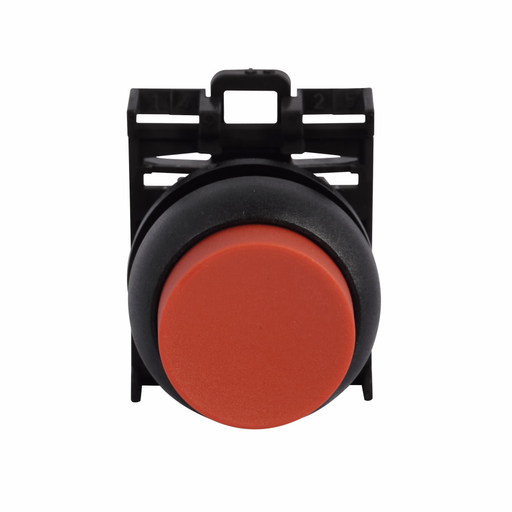 Product image for Cutler-Hammer M22S-DRH-R M22 modular pushbutton M22 Modular Pushbutton Operator, 22.5 mm, Extended, Maintained, Non-illuminated, Bezel: Black, Button: Red, IP67, IP69K, NEMA 4x, 13, 1,000,000 mechanical