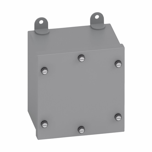 Eaton B-Line series Type 1 panel enclosures, 10" height, 6" length, 10" width, NEMA 1, Hinged cover, 1 enclosure, Wall mount, Small single door, Thru holes, Carbon steel