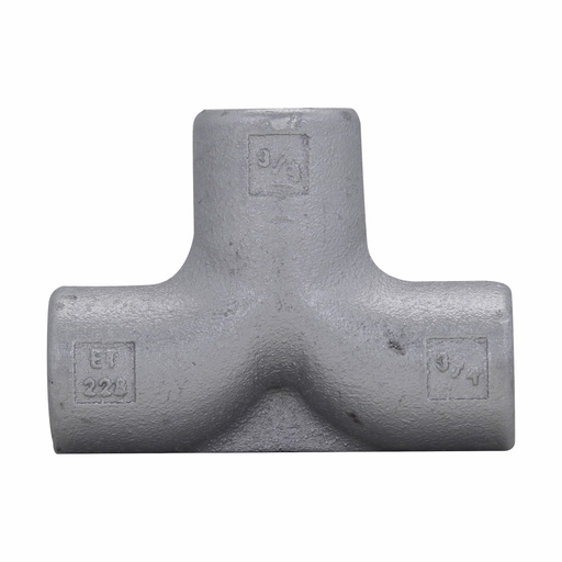 Eaton Crouse-Hinds series Condulet ET service entrance tee, Rigid/IMC, Feraloy iron alloy, 3/4"-1/2"-1/2"