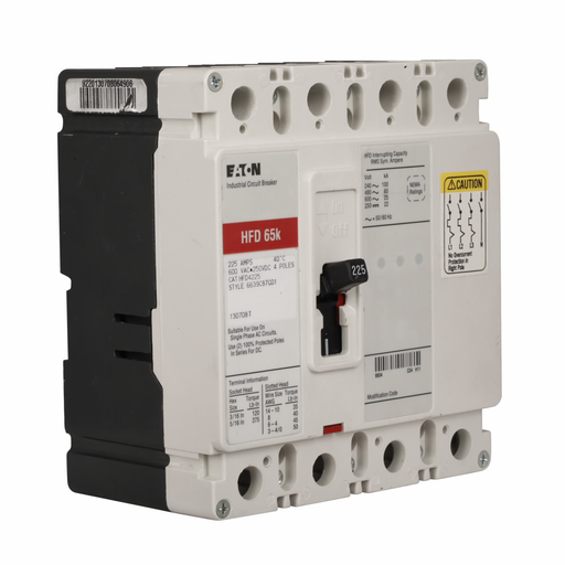 Product image for Cutler-Hammer HFD4200 Series C, F-frame molded case circuit breaker, 200A, Four-pole, Thermal magnetic trip