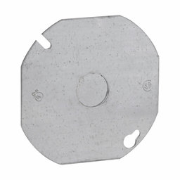 Crouse-Hinds TP328 4" Steel Flat Octagon Box Cover, w/ 1/2" Knockouts