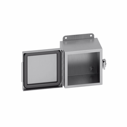 Product image for B-Line 14126-4XSCHC JIC Panel Enclosure, 14" x 12" x 6" NEMA 4X, Hinged cover, 4XSCHC enclosure, Wall mount, Small single door, External mounting feet, 304 stainless steel, Seamless