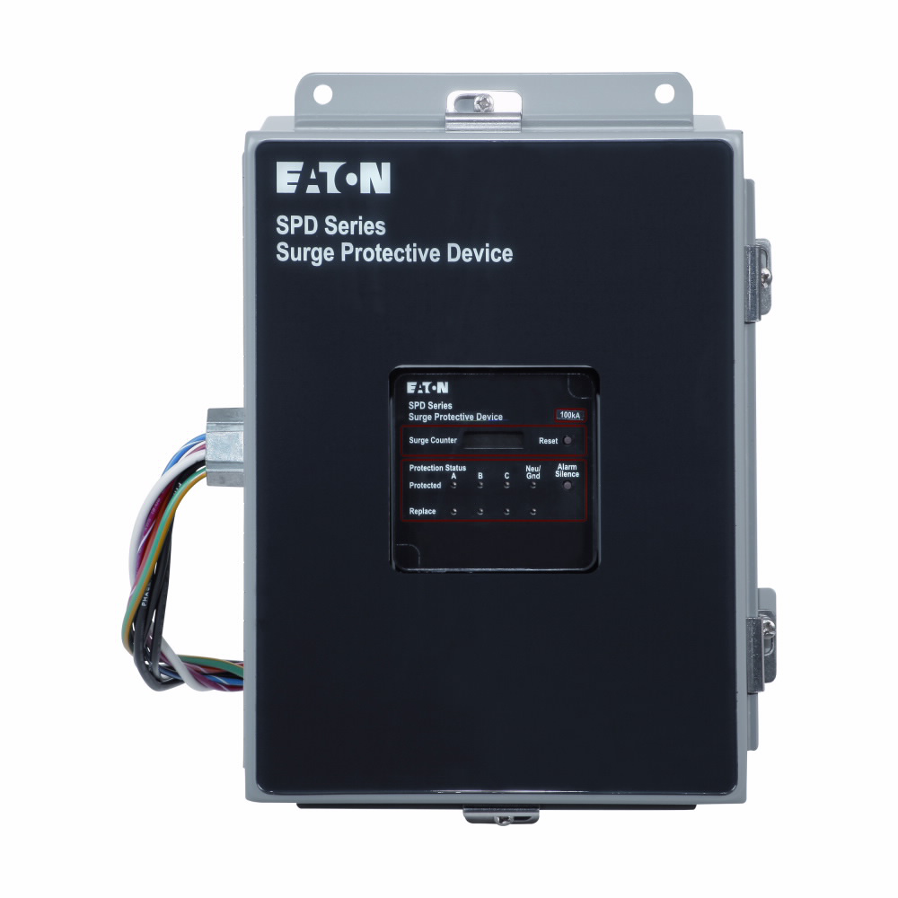 Product image for Cutler-Hammer SPD050208Y1N Surge Protection Device, SPD series, 50 kAIC, 120/208V wye (4W+G), Basic feature package, NEMA 4 enclosure, External side mount, 150 L-N, 150 L-G, 150 N-G, 300 L-L operating voltage