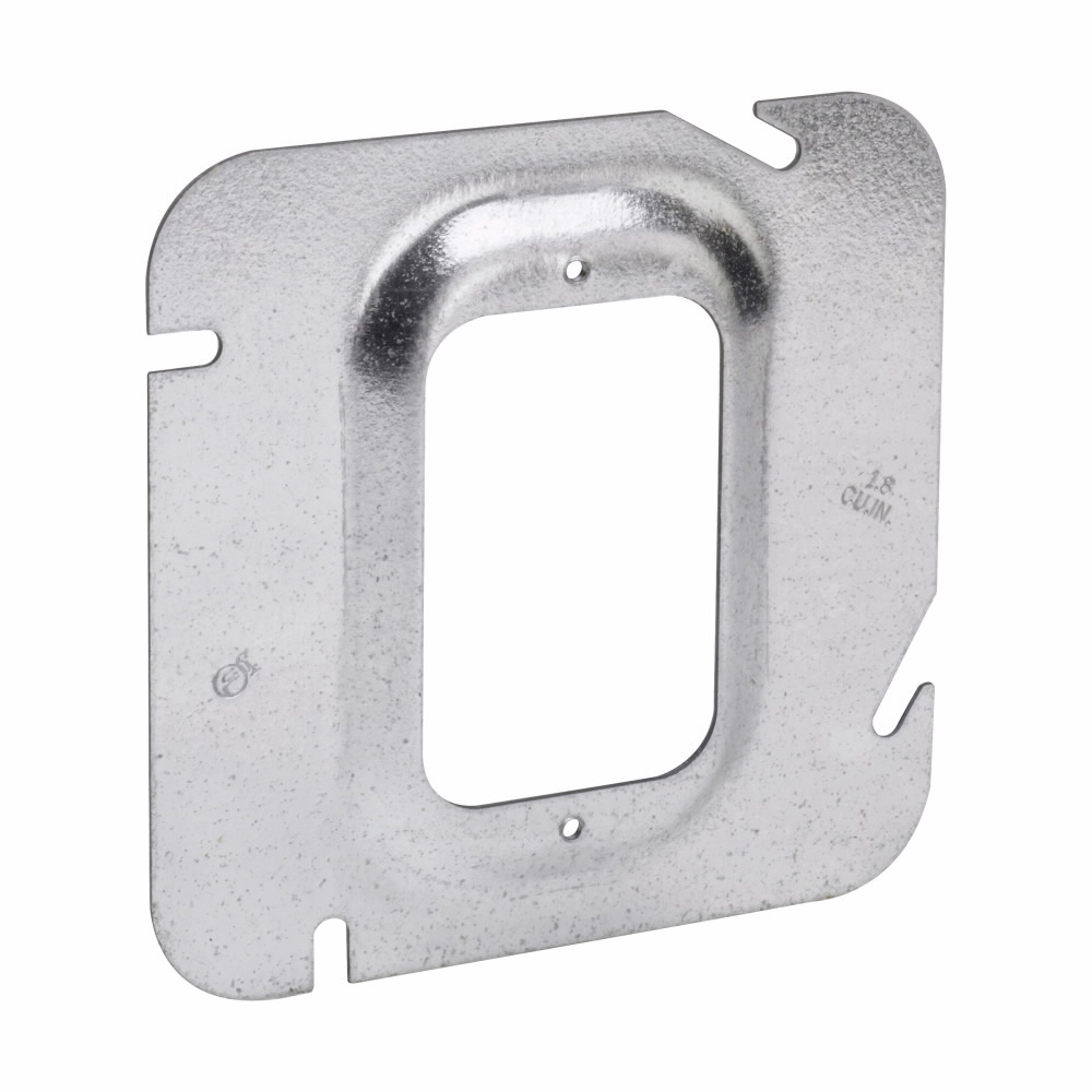 Product image for Crouse-Hinds TP578 4-11/16" Square Box Cover, 1-Device, 3/4" Raised, 5.0cu.in, Steel