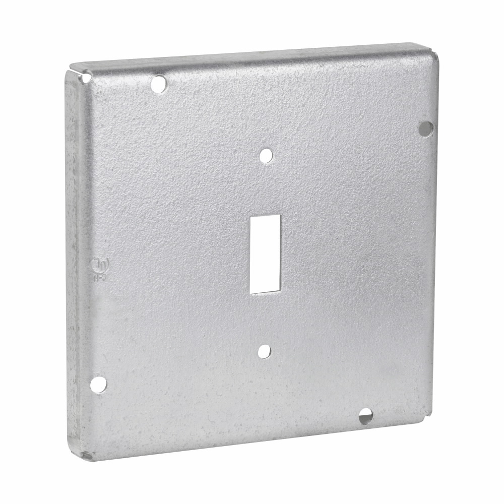 Product image for Crouse-Hinds TP720 4-11/16" Square Surface Cover, 1-Toggle Switch, 1/2" Raised, 9.0cu.in, Steel