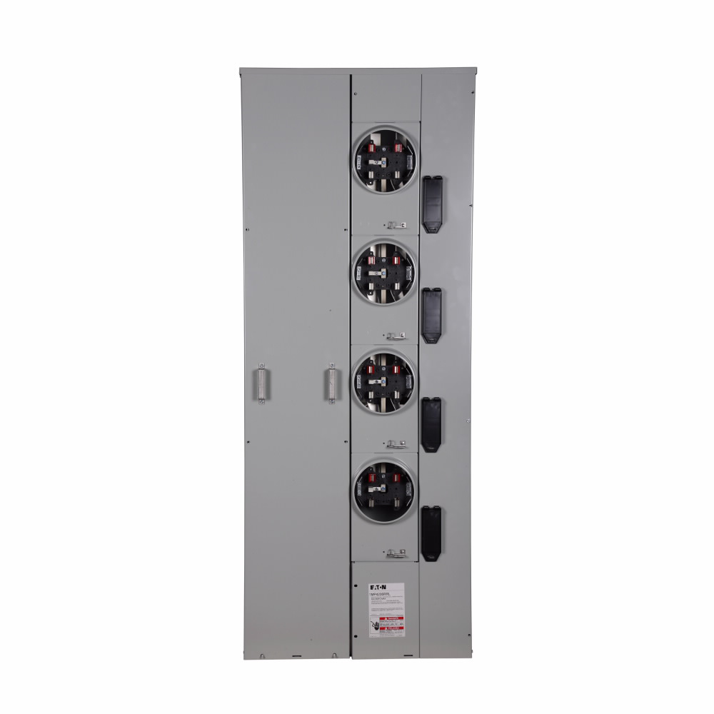 Product image for Eaton Electrical 1MP4206RRL 120/240 VAC 600 Amp 1-Phase 3-Wire 4-Socket Aluminum Ringless Meter Pack