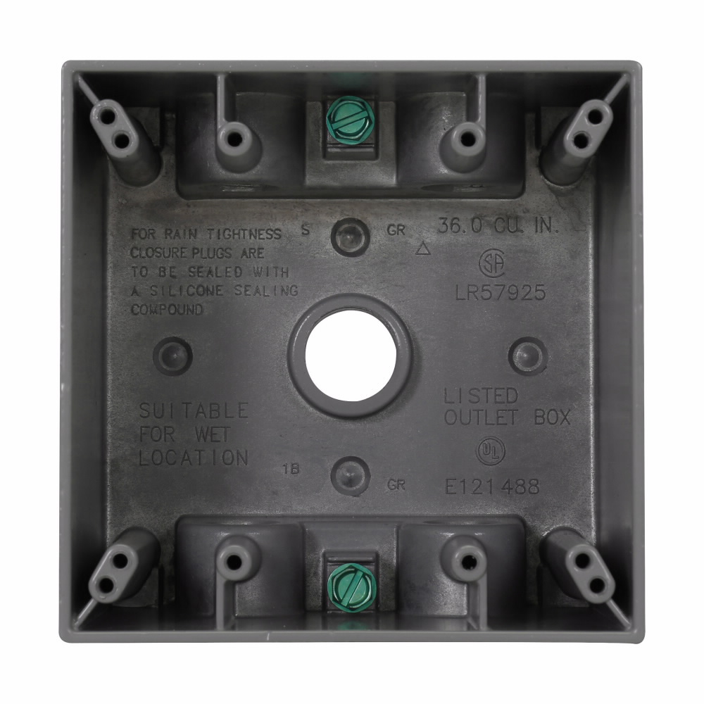 Product image for Crouse-Hinds TP7130 2-5/8" Gray Die-Cast Aluminum 2-Gang Weatherproof Outlet Box
